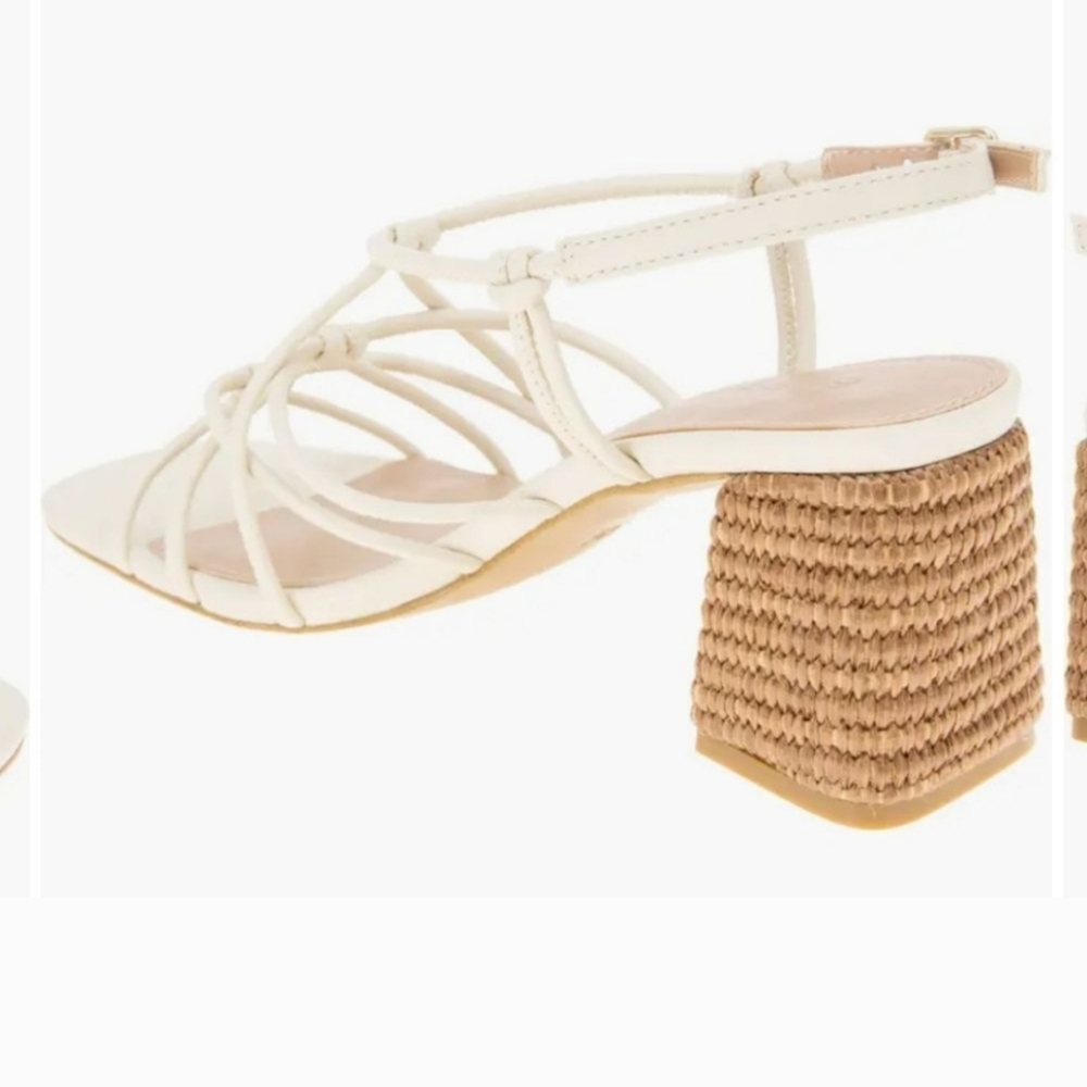 BCBGeneration White and Cream Raffia Sandals 8M Woman. - Picture 3 of 3